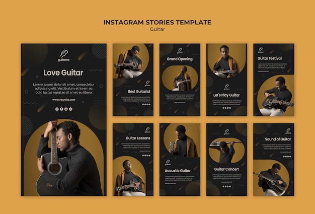 Guitar player instagram stories Free Psd