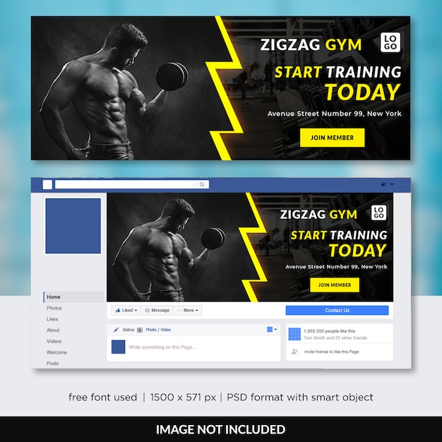 Gym fitness facebook timeline cover template | Premium PSD File