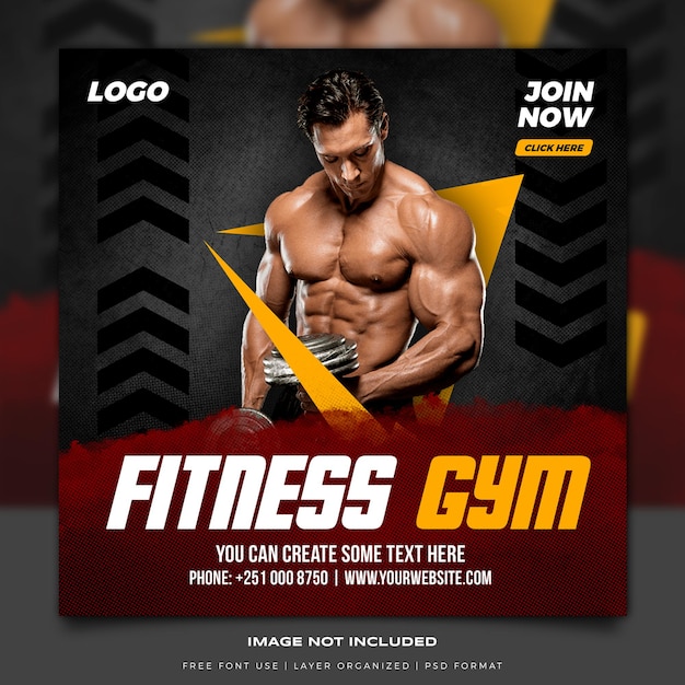 Premium PSD | Gym fitness social media poster template premium psd