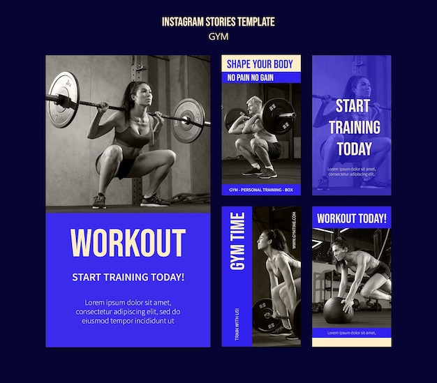 Free PSD | Gym insta stories design template