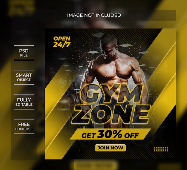 Gym zone flyer social media post template Premium Psd