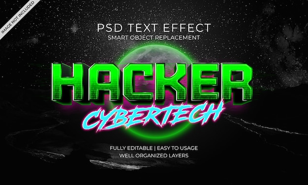 Download Premium PSD | Hacker cybertech text effect template