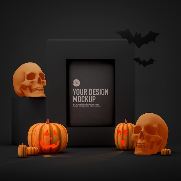 Free square halloween mockup frame information