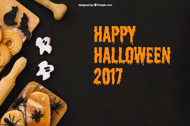 Download Halloween mockup with bread | Free PSD File