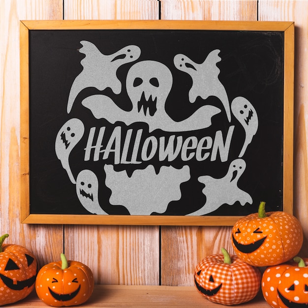 Download Halloween mockup with slate concept | Free PSD File