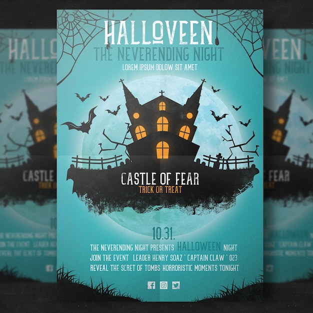 Halloween party template PSD file | Premium Download