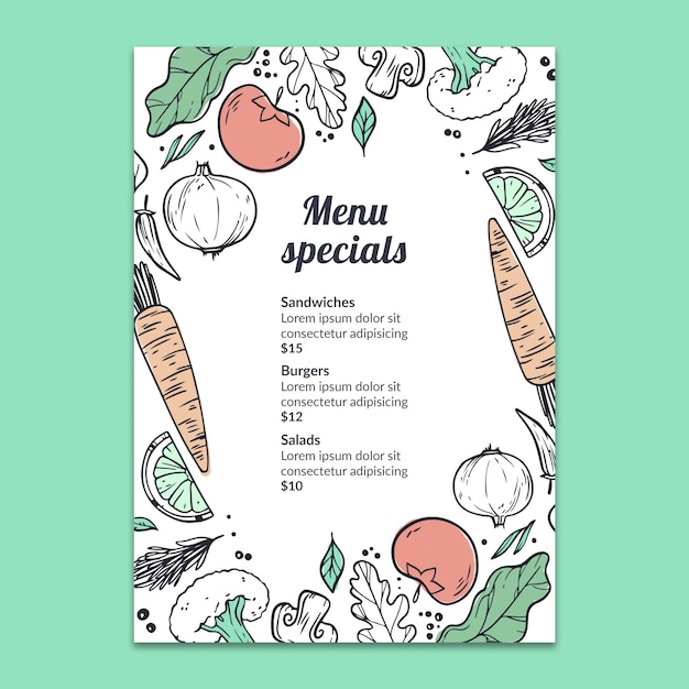 Free PSD | Hand drawn menu mockup