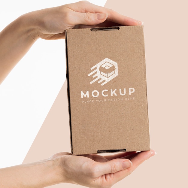 Download Free Psd Hand Holding A Box Mock Up