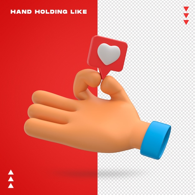 Hand holding like emoji 3d design Premium Psd