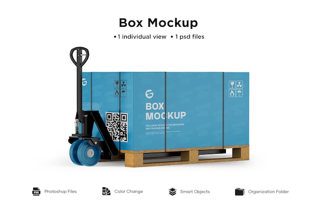 Download Premium Psd Hand Pallet Truck Paper Box Mockup