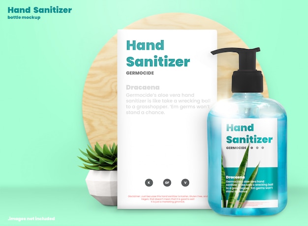 Download Premium PSD | Hand sanitizer mockup of alcohol gel pump bottle and product box