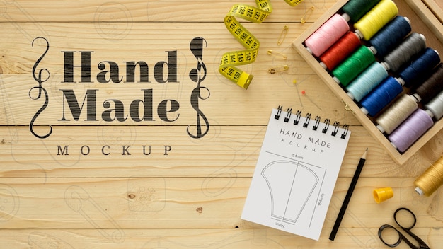 Download Free PSD | Handmade sewed drawing design and threads