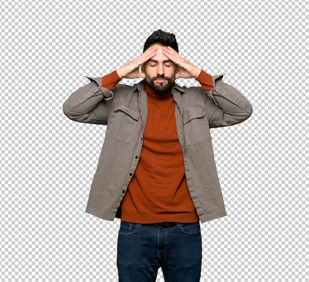 Handsome man with beard unhappy and frustrated with something Premium Psd