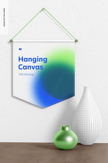 Download Free PSD | Hanging canvas pennant mockup, front view