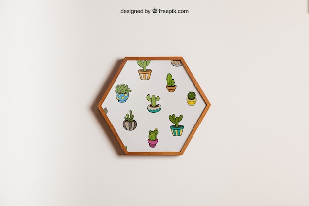 Download Hanging hexagonal frame mockup | Free PSD File