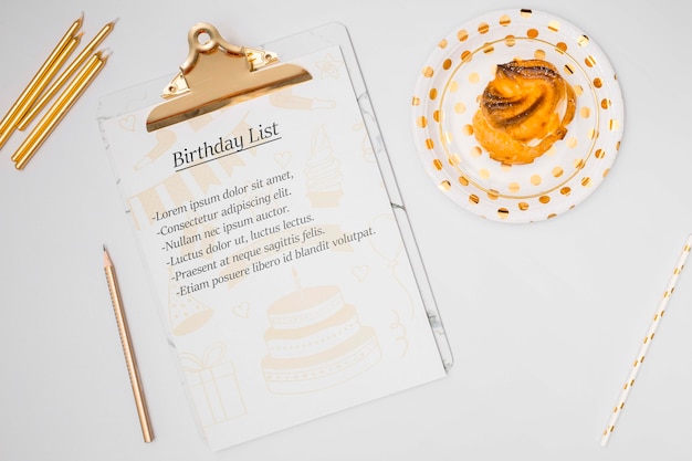 Download Happy birthday mock-up list with sweet cake PSD file ...