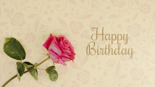 Download Happy birthday mock-up with rose | Free PSD File