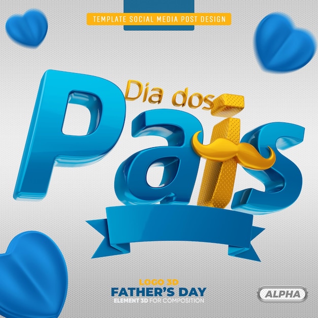 Premium PSD | Happy fathers day 3d for composition