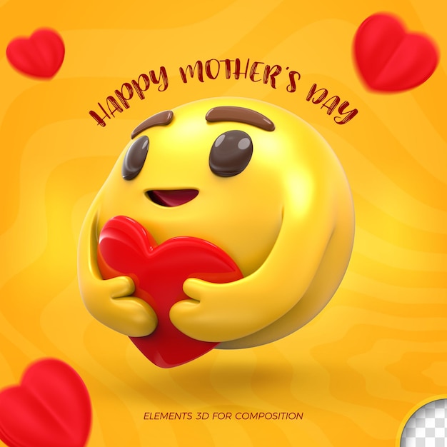 Premium PSD Happy mothers day emoji 3d