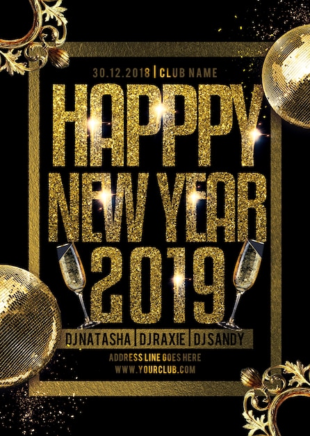 Download Happy new year party flyer | Premium PSD File