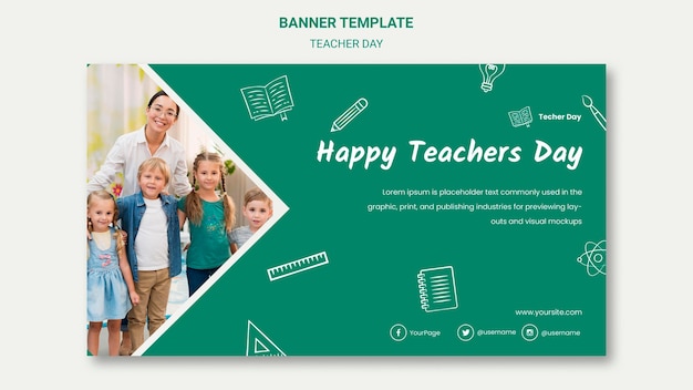 Free PSD | Happy teacher's day and children banner template