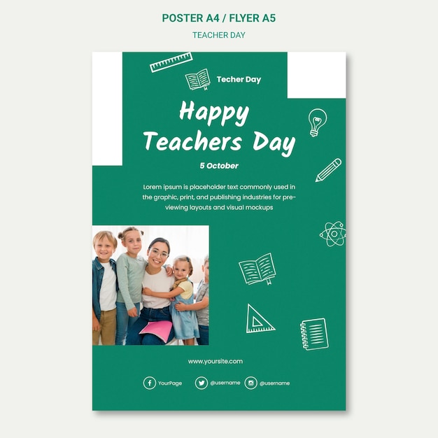 Free PSD | Happy teacher's day flyer template