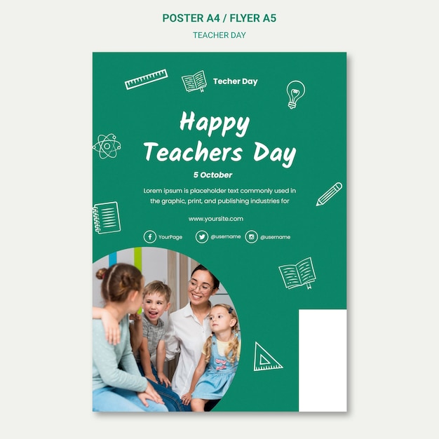 Free PSD | Happy teacher's day poster template