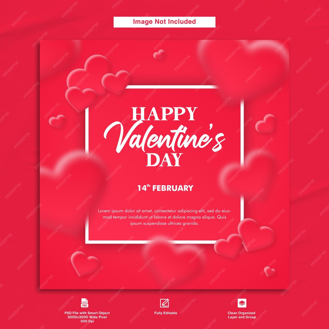 Premium PSD | Happy valentine's day greeting post card pink theme ...