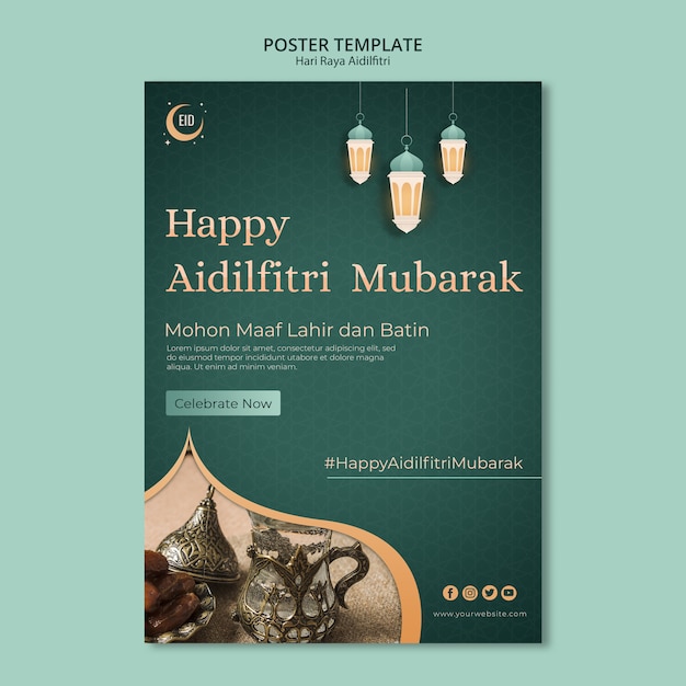 Hari Raya Aidilfitri Concept Poster Template Free Psd File