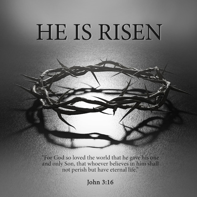 Premium PSD | He is risen easter poster design crown of thorns symbol ...