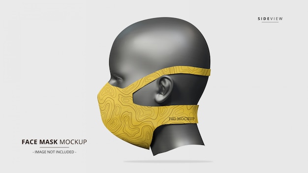 Headloop face mask mockup side view - female mannequin ...