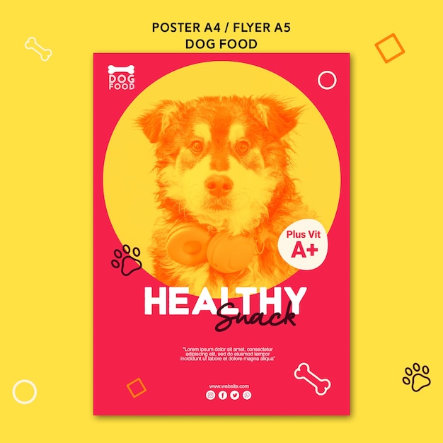 Free PSD | Healthy snack dog food poster template