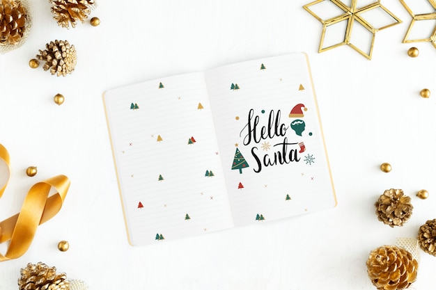 Download Free Psd Hello Santa Christmas Greeting In A Notebook Mockup PSD Mockup Templates