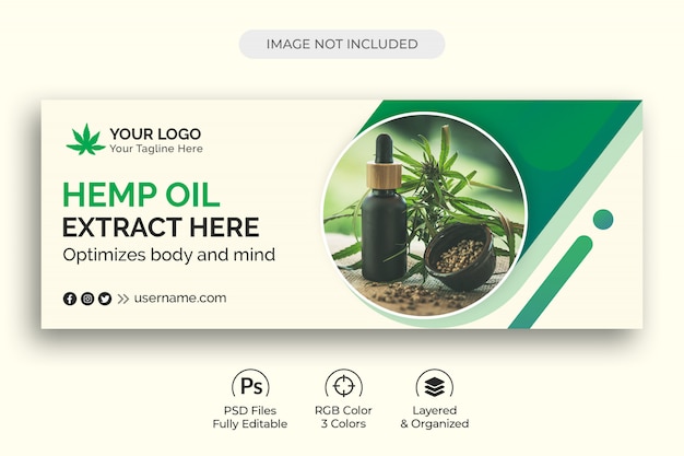 Hemp product cbd oil social media facebook cover template Premium Psd