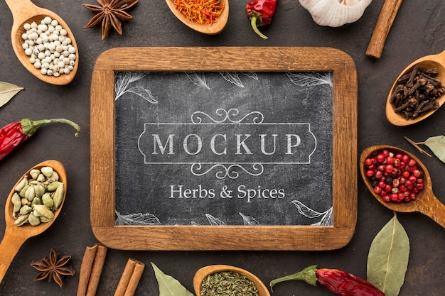 Download Free PSD | Herbs and spices mock-up above view