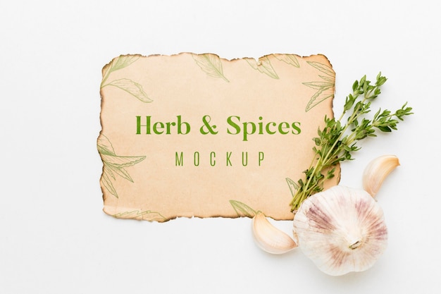 Download Free PSD | Herbs and spices mock-up with garlic