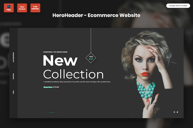 Eコマースウェブサイトのヒーローヘッダー プレミアムpsdファイル