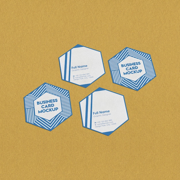 Download Premium Psd Hexagon Business Card Mock Up