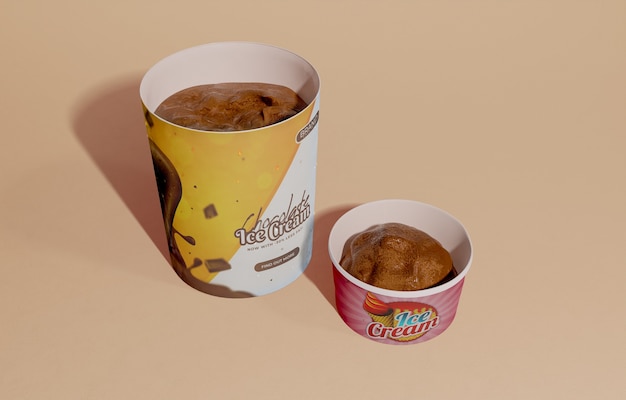 Download Free PSD | High angle of chocolate ice cream in container ...