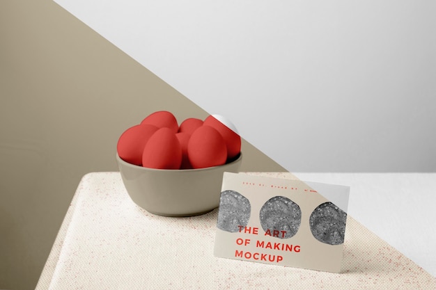 Download Free PSD | High angle of eggs in bowl mock-up with card
