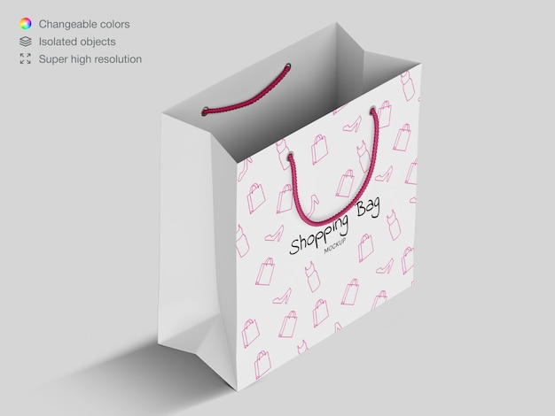 Download High angle shopping paper bag mockup template | Premium ...
