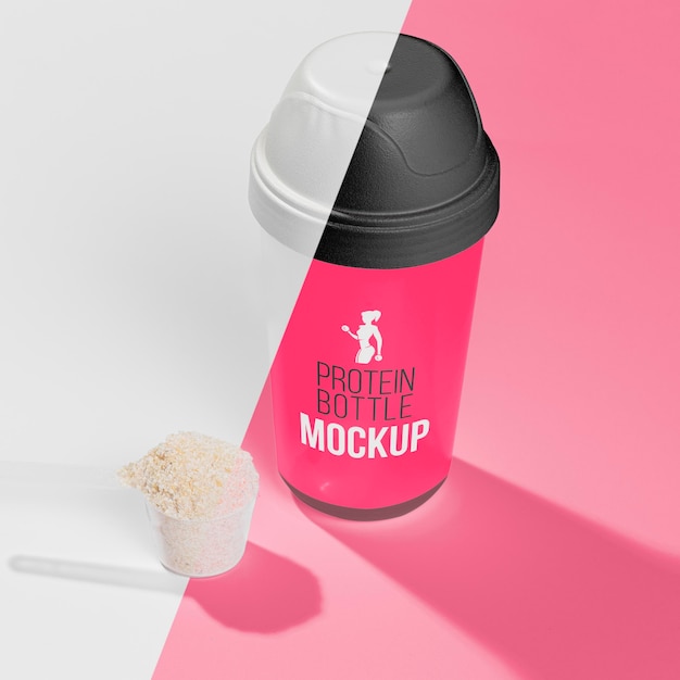 Free PSD | High view bottle of protein powder mock-up