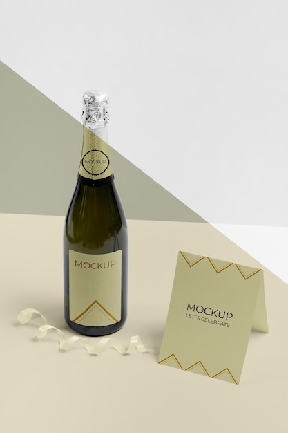 Download Free Psd High View Card With Champagne Bottle Mock Up