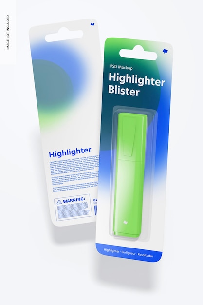 Download Premium Psd Highlighters Blister Mockup Floating