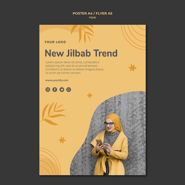 Download Free PSD | Hijab concept flyer template