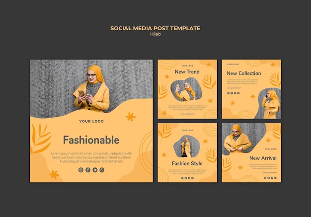 Download Hijab concept social media post template | Free PSD File