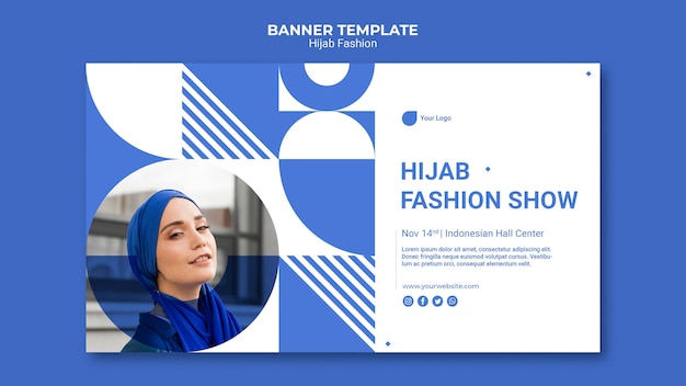 Download Free PSD | Hijab fashion banner template with photo