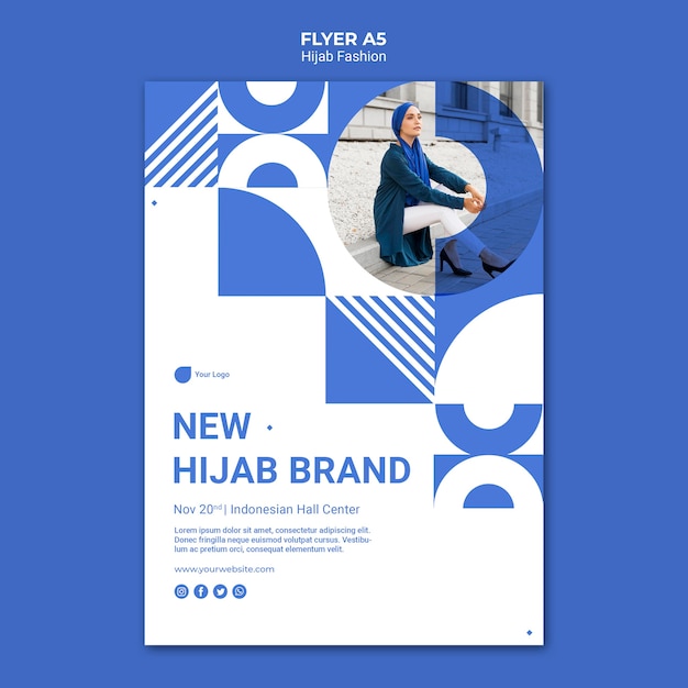 Download Free PSD | Hijab fashion flyer template with photo