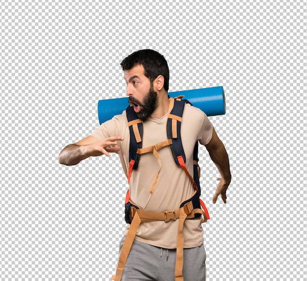 Premium PSD | Hiker man walking