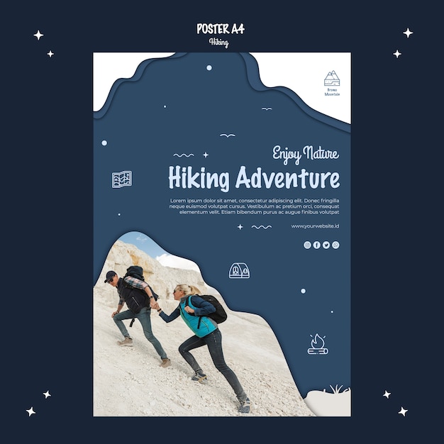 Free PSD | Hiking adventure poster design